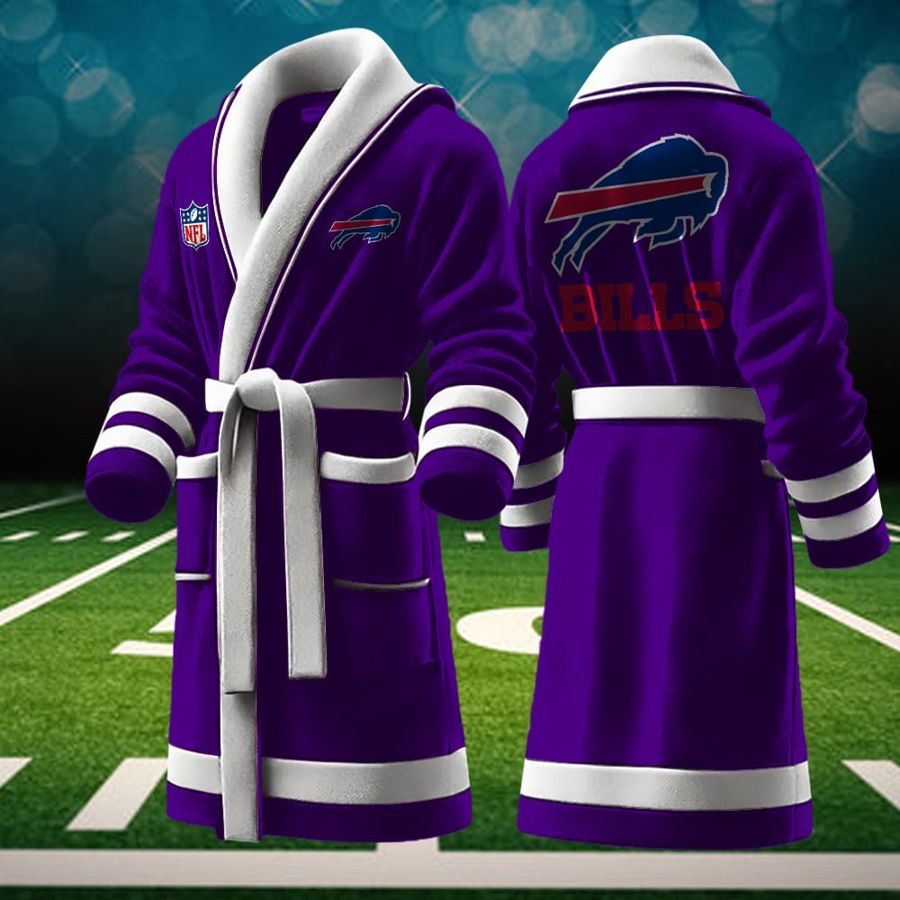 buffalo bills nfl personalized fleece bathrobe htrws