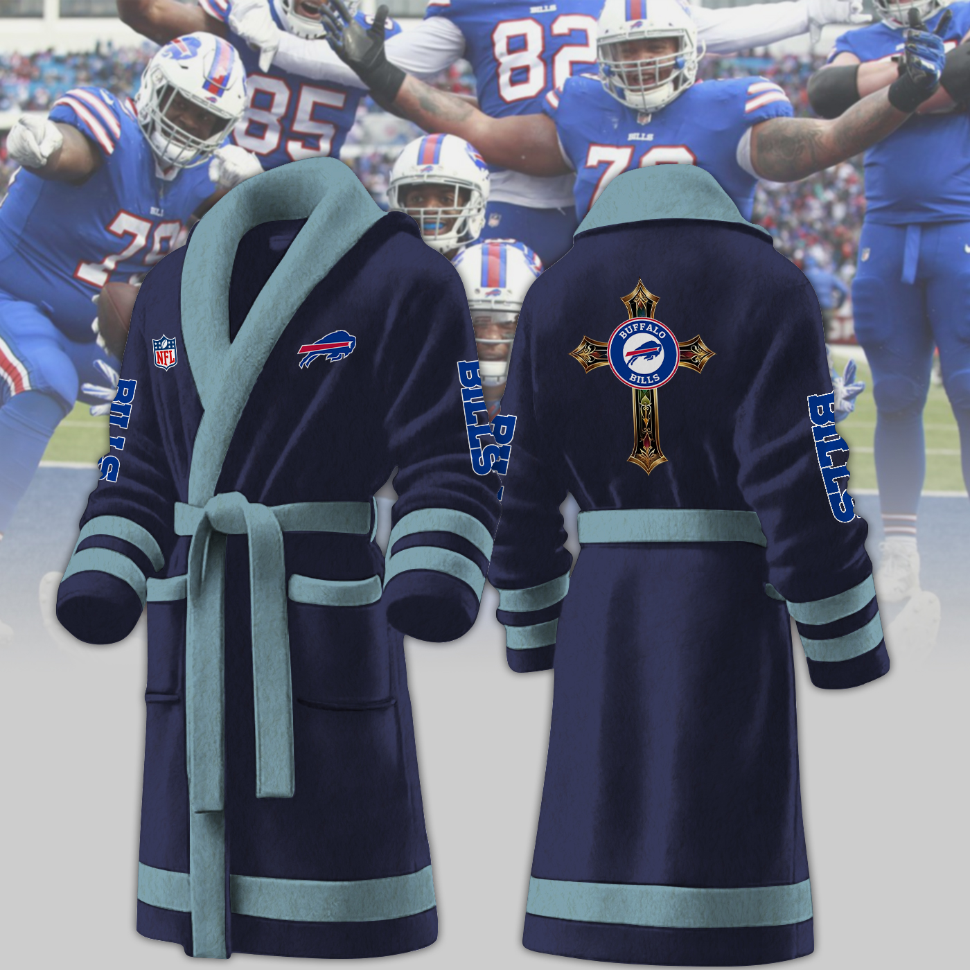 buffalo bills nfl personalized fleece bathrobe mpvy2