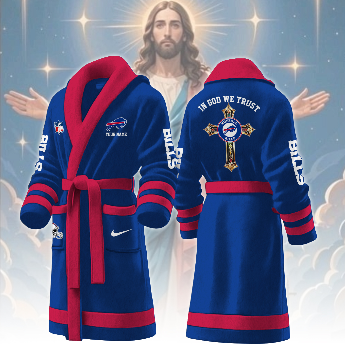 buffalo bills nfl personalized fleece bathrobe np7co