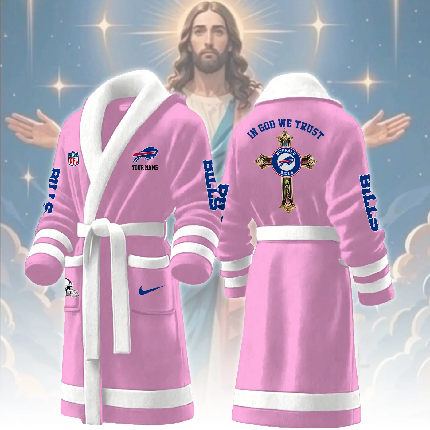 buffalo bills nfl personalized fleece bathrobe rughn