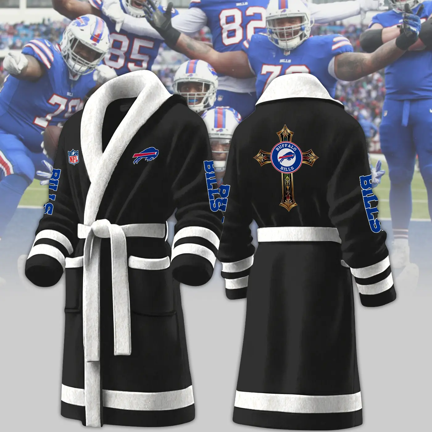 buffalo bills nfl personalized fleece bathrobe yzlo4
