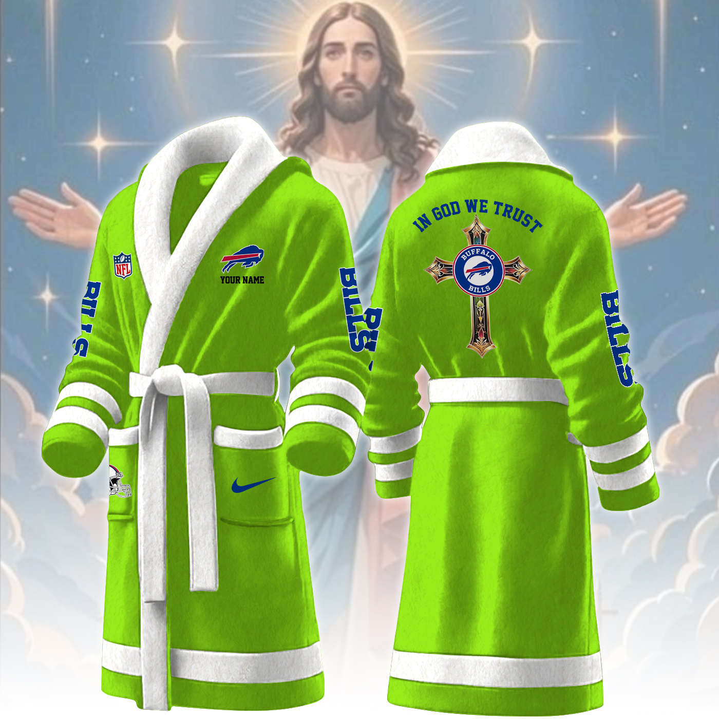 buffalo bills nfl personalized fleece bathrobe zfv2i