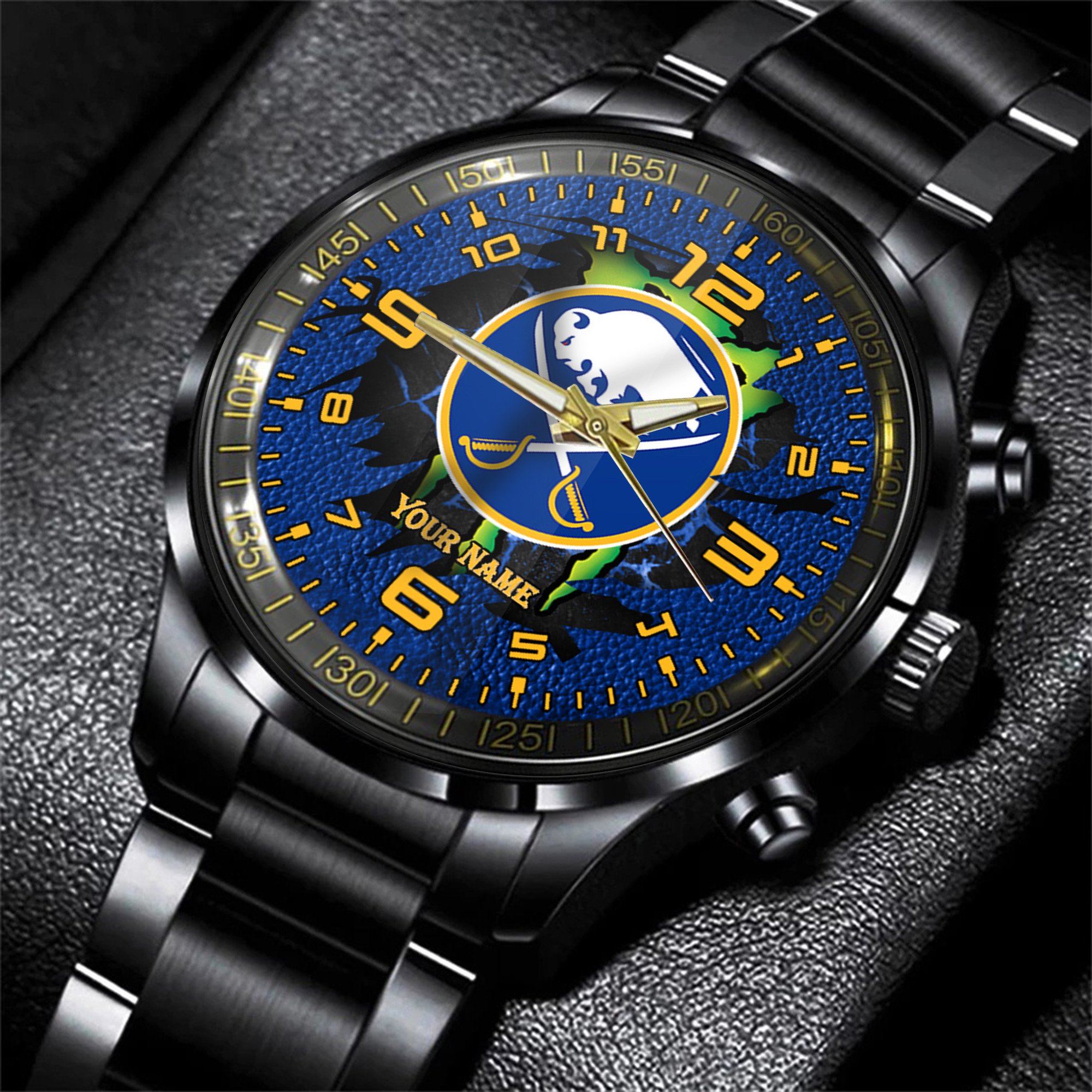 buffalo sabres nhl personalized 3d black men hand watch gift for fans 6d8el