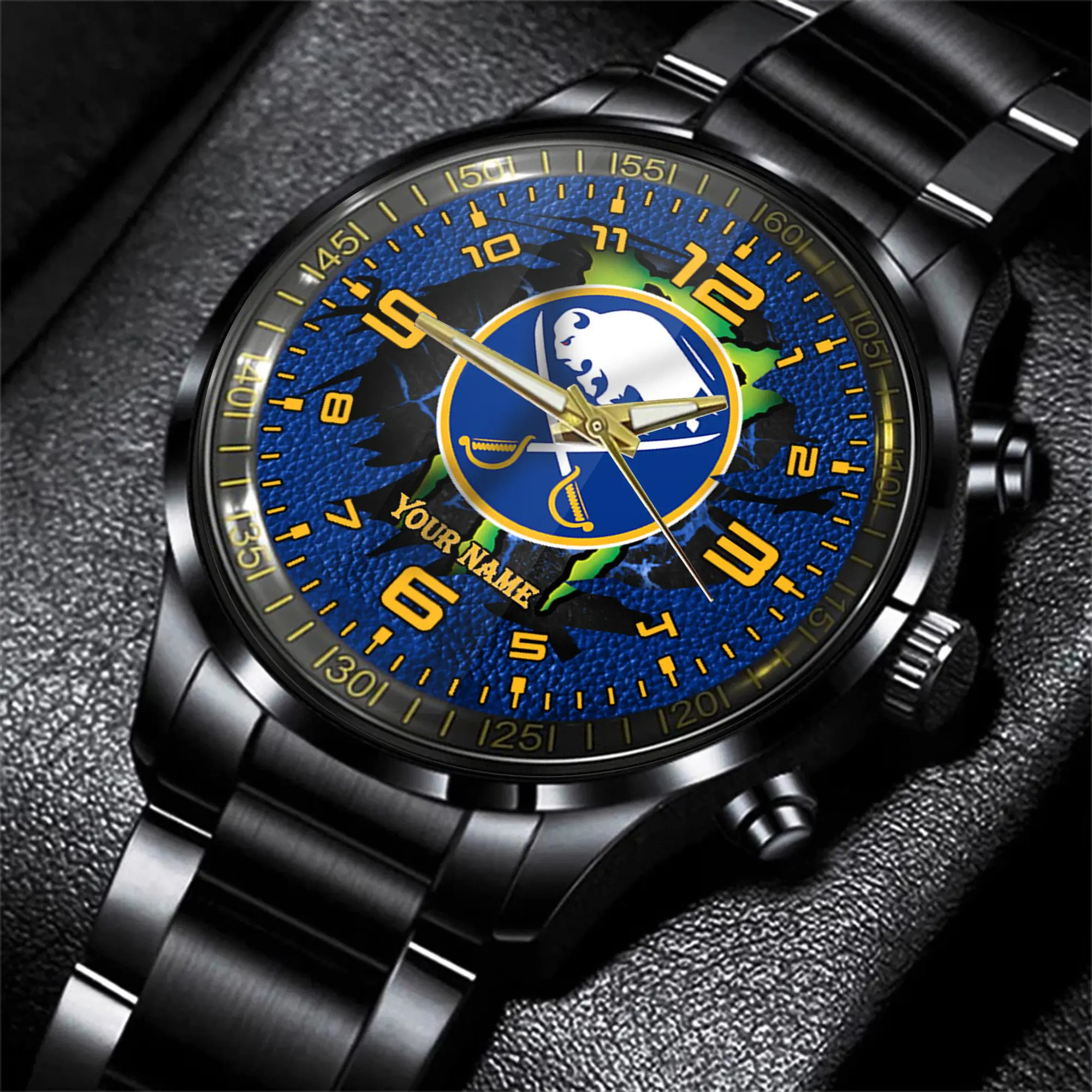 buffalo sabres nhl personalized 3d black men hand watch gift for fans 6d8el