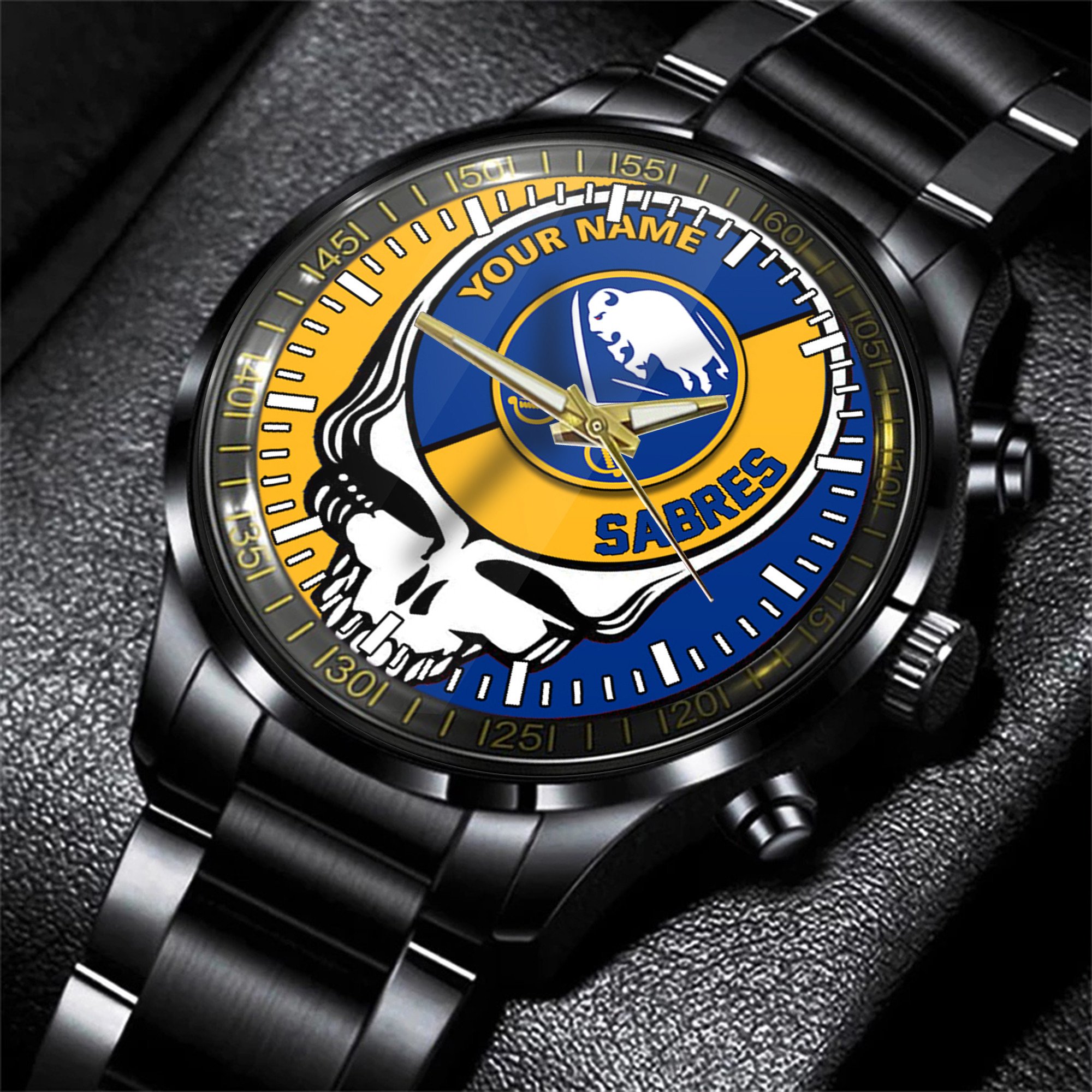 buffalo sabres nhl skull personalized hand watch gift for fans 7m2ee