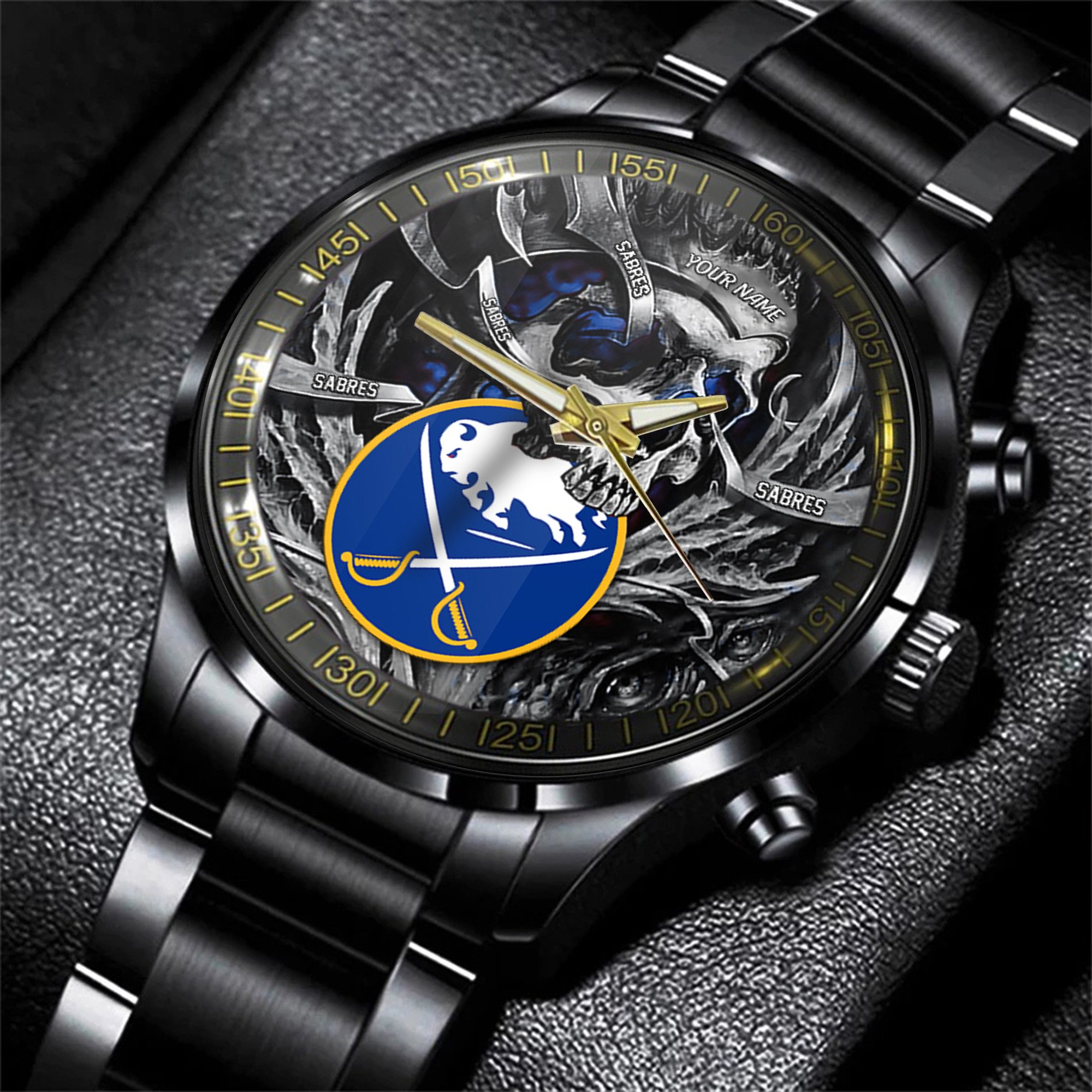 buffalo sabres nhl skull personalized hand watch gift for fans 8u4hx