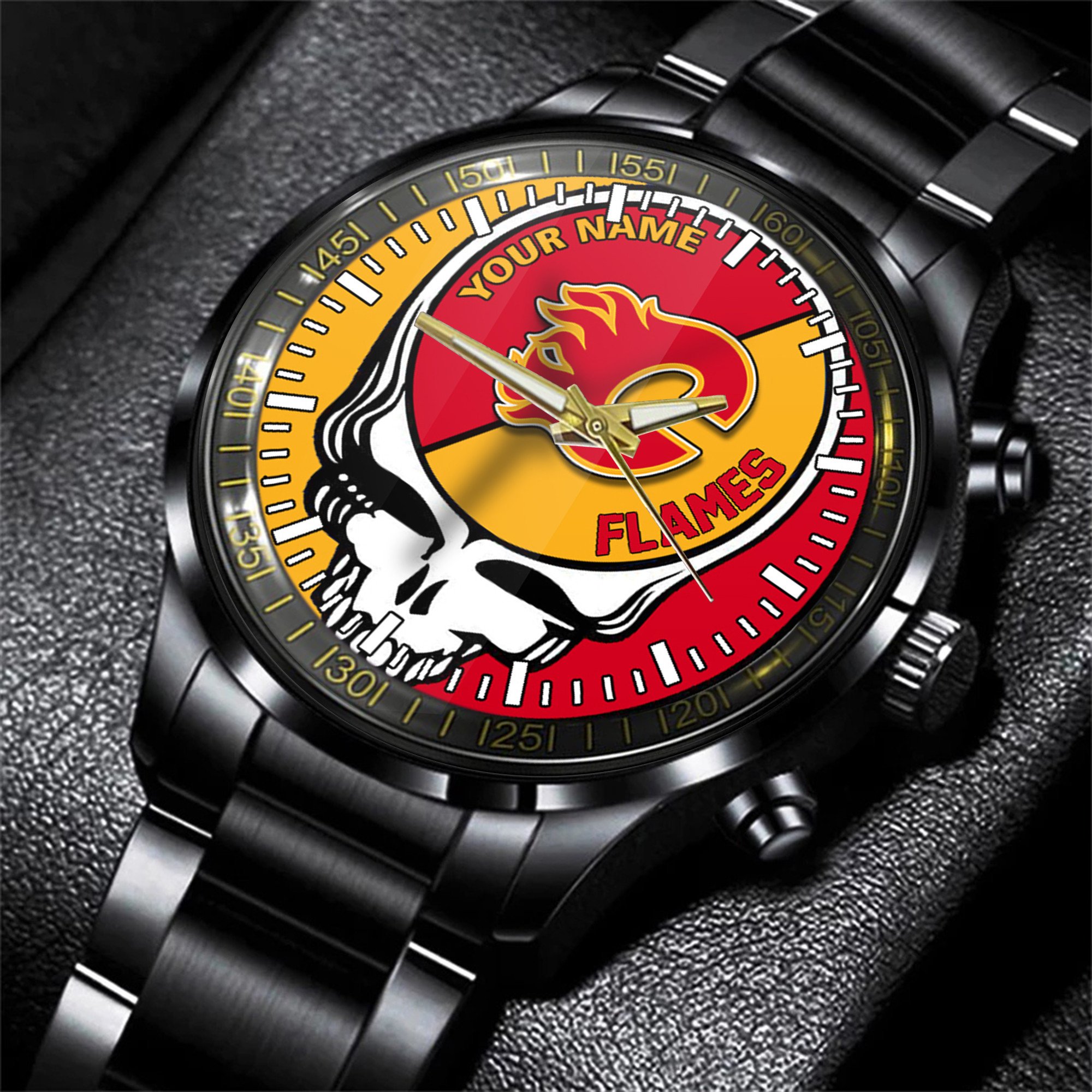 calgary flames nhl skull personalized hand watch gift for fans hazlm