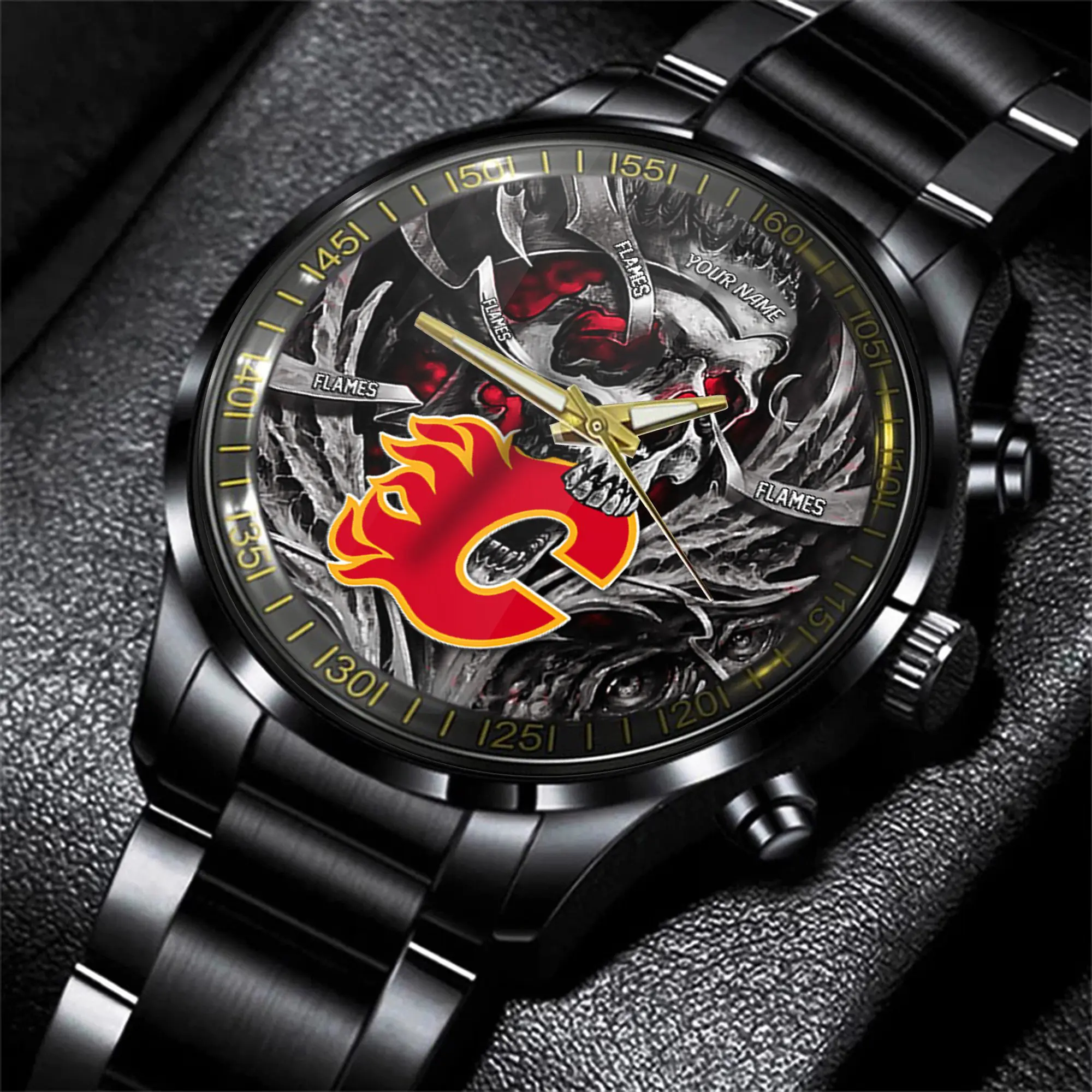 calgary flames nhl skull personalized hand watch gift for fans vhub5