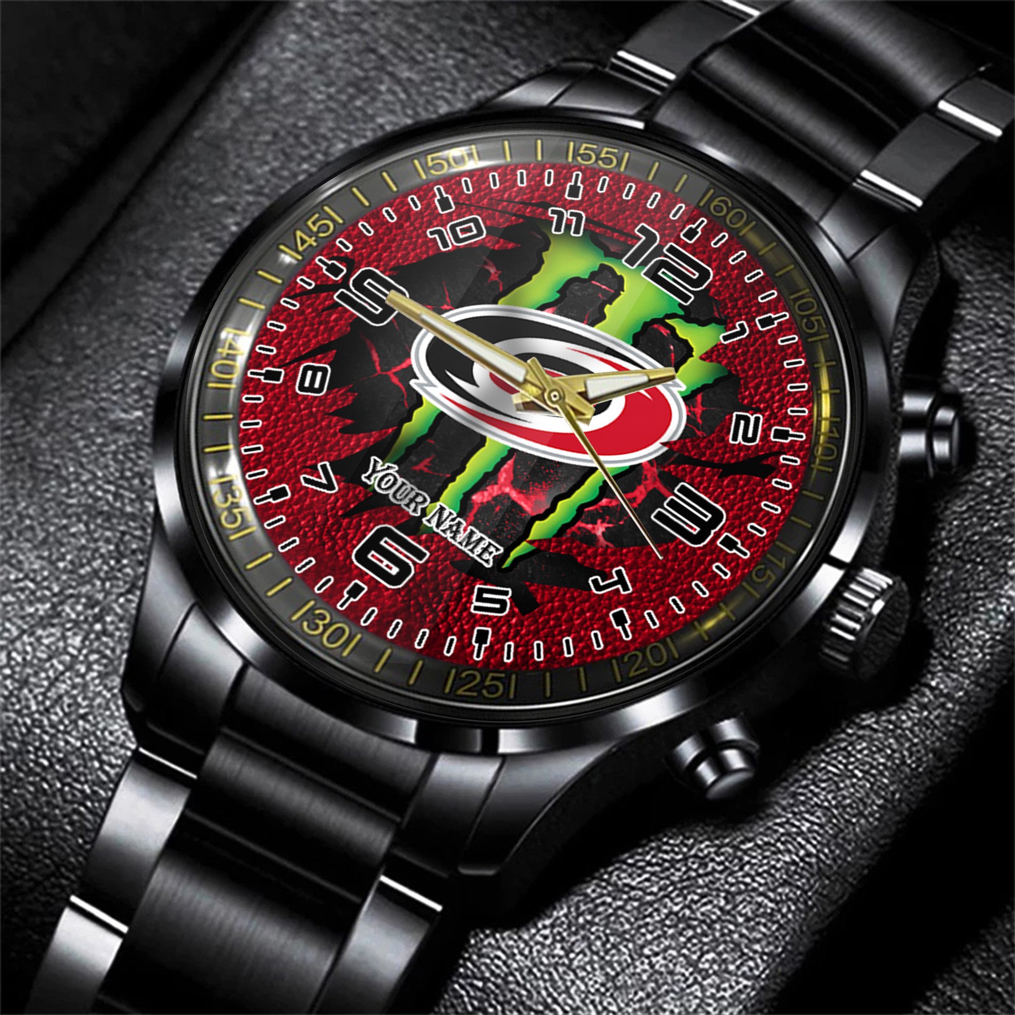 carolina hurricanes nhl personalized 3d black men hand watch gift for fans gmfrh