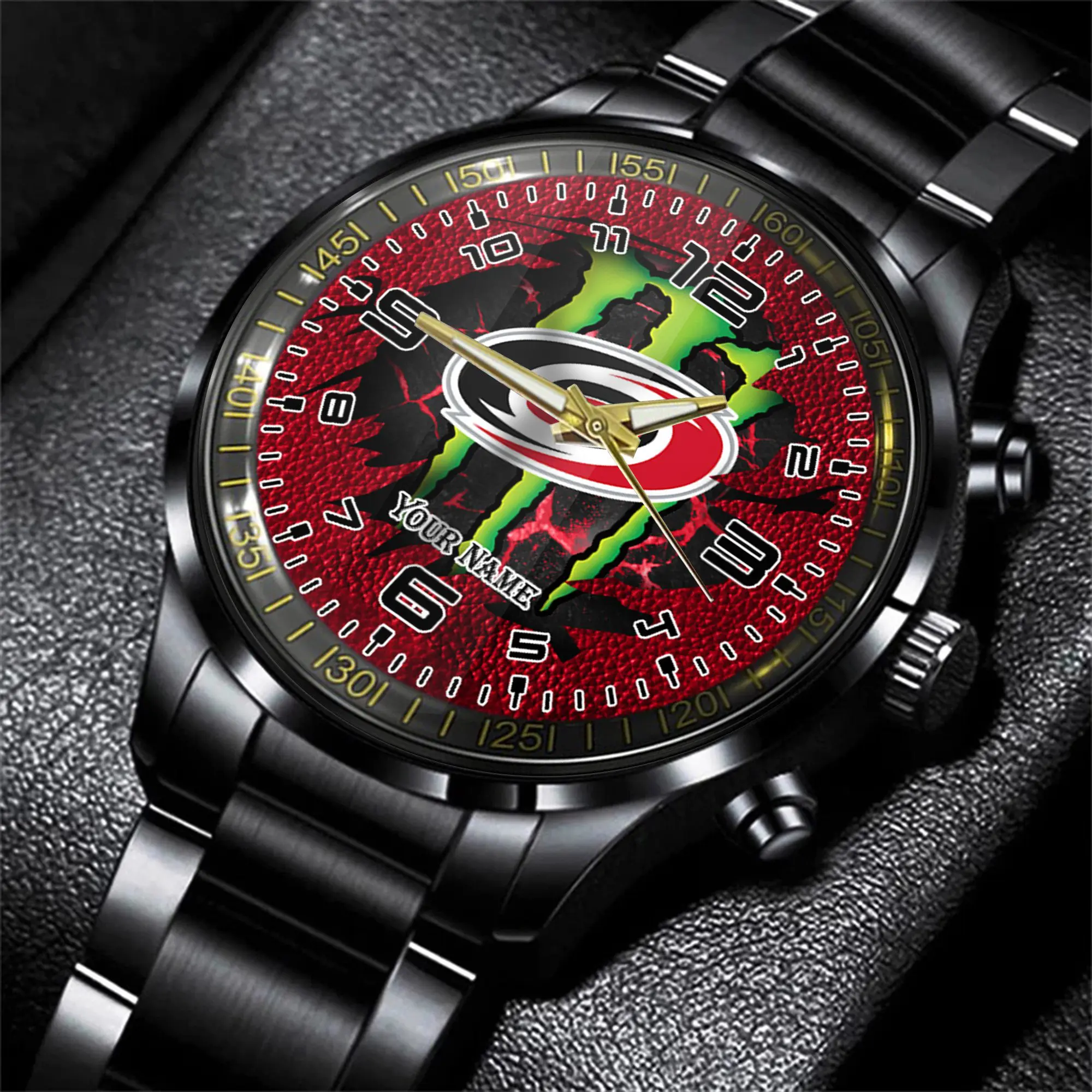 carolina hurricanes nhl personalized 3d black men hand watch gift for fans gmfrh