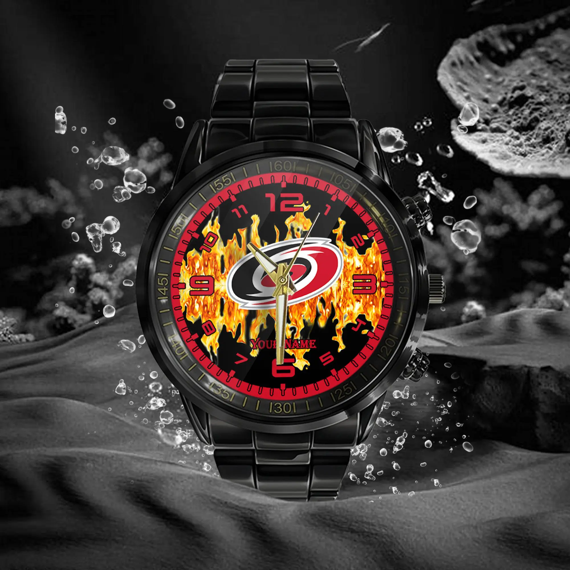 carolina hurricanes nhl personalized 3d black watch gift for fans fspi6
