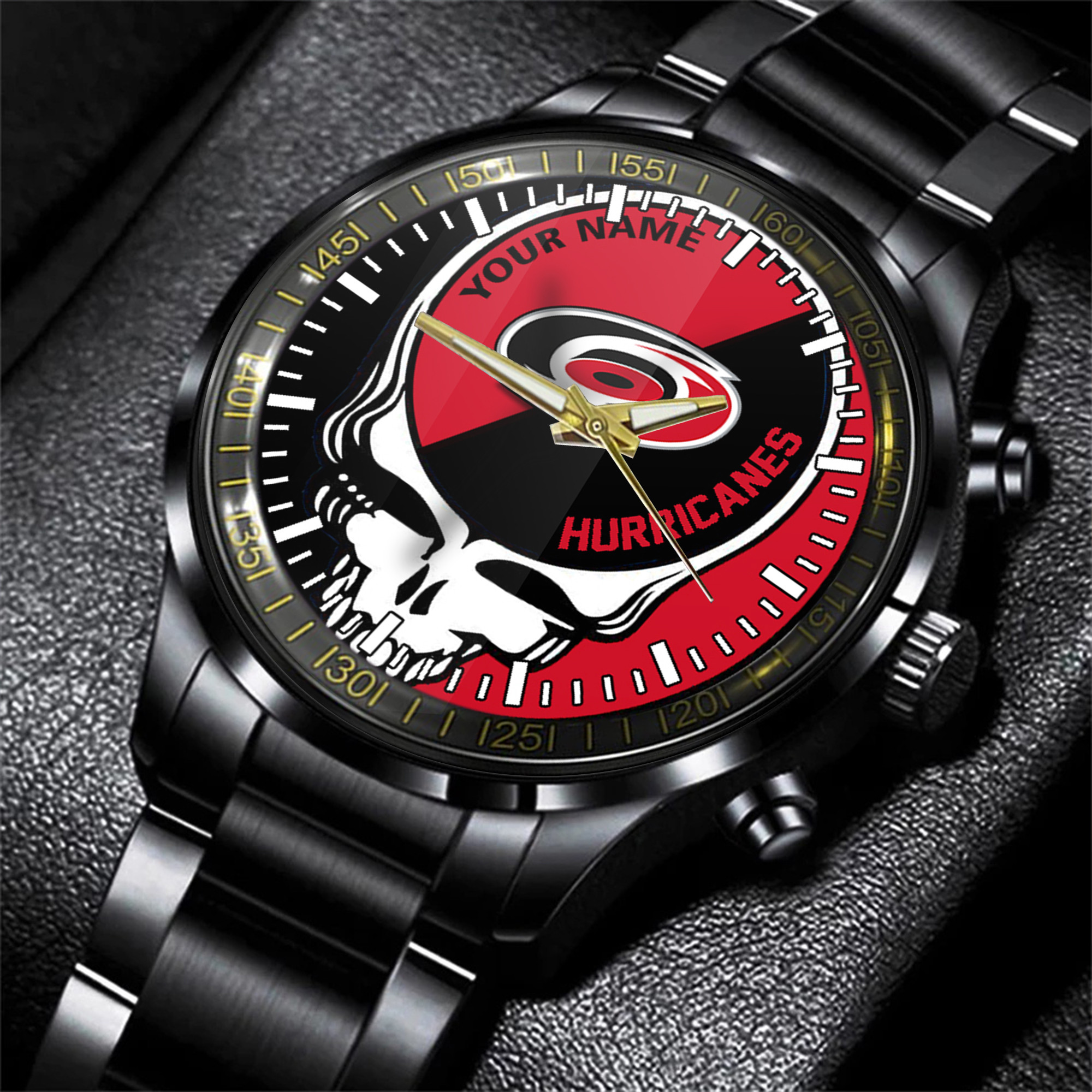 carolina hurricanes nhl skull personalized hand watch gift for fans xc34a