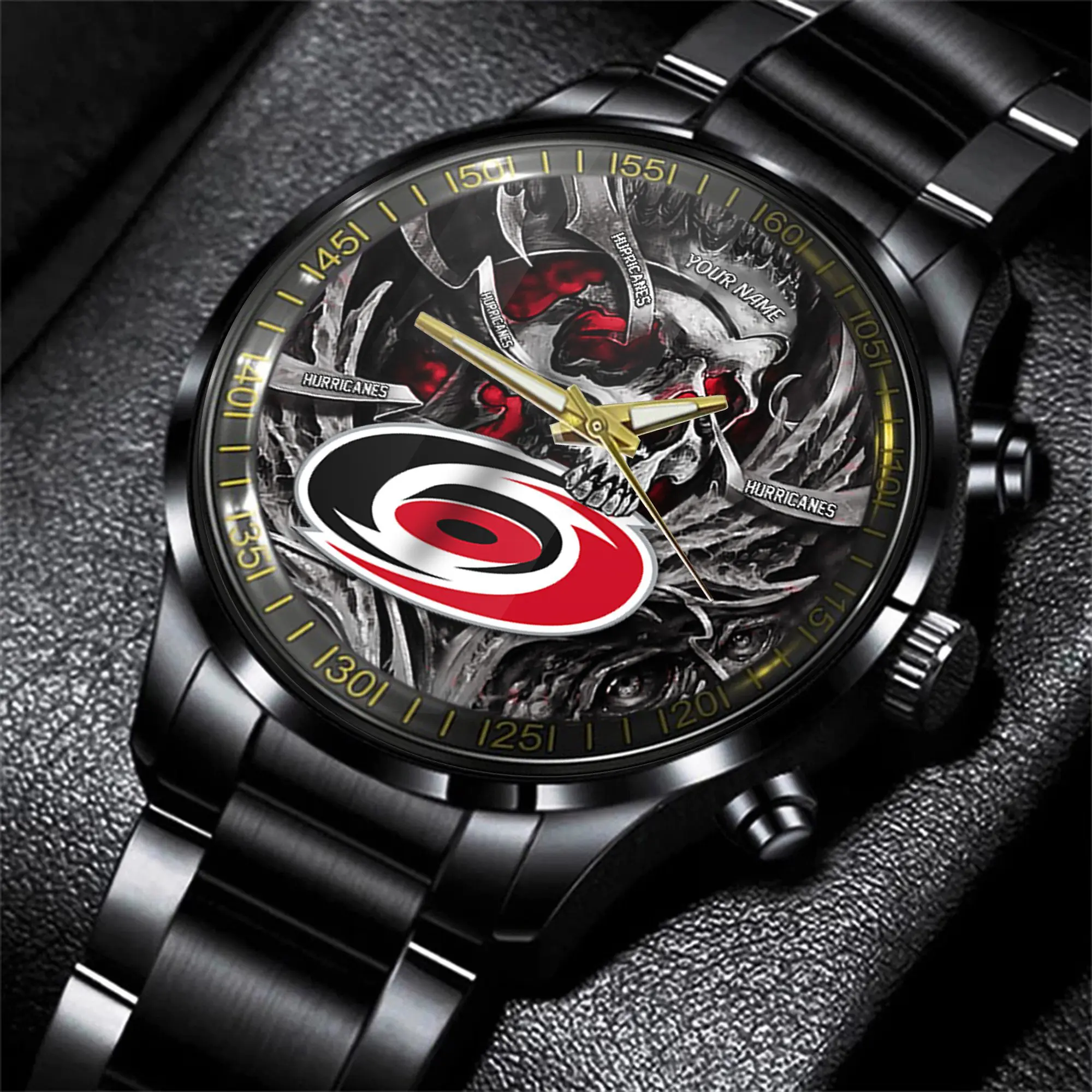 carolina hurricanes nhl skull personalized hand watch gift for fans zaky5