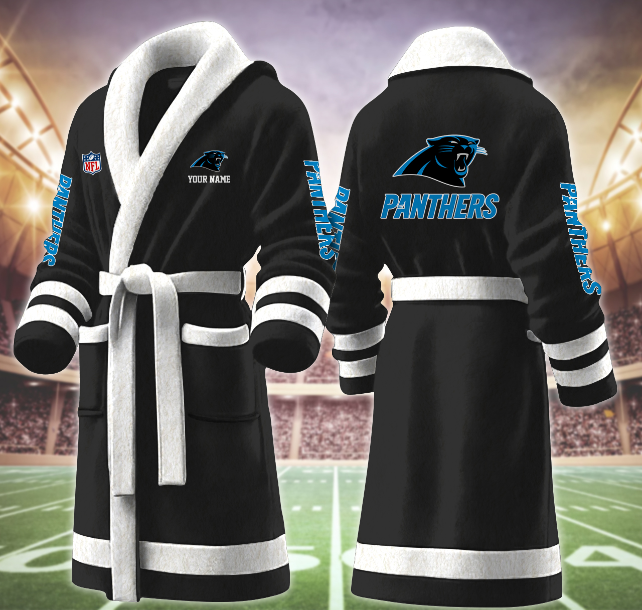 carolina panthers nfl personalized fleece bathrobe 92omv