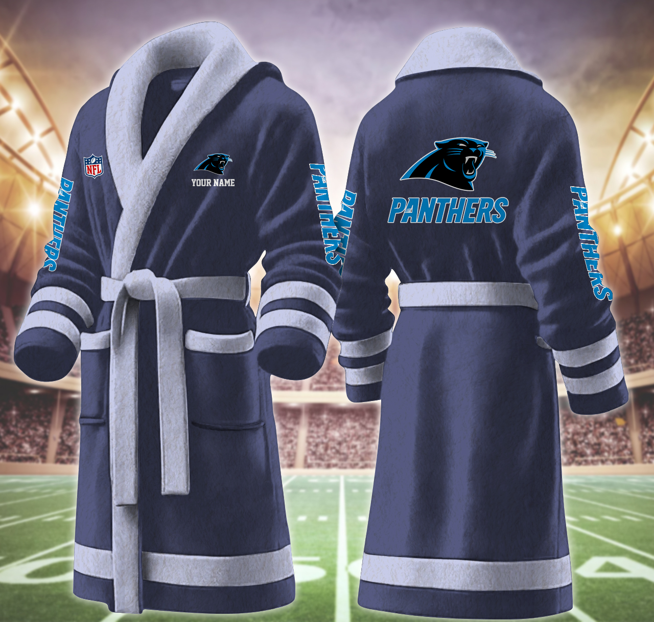 carolina panthers nfl personalized fleece bathrobe xwtn1