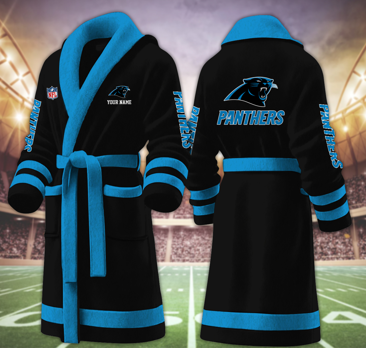carolina panthers nfl personalized fleece bathrobe y2rqn