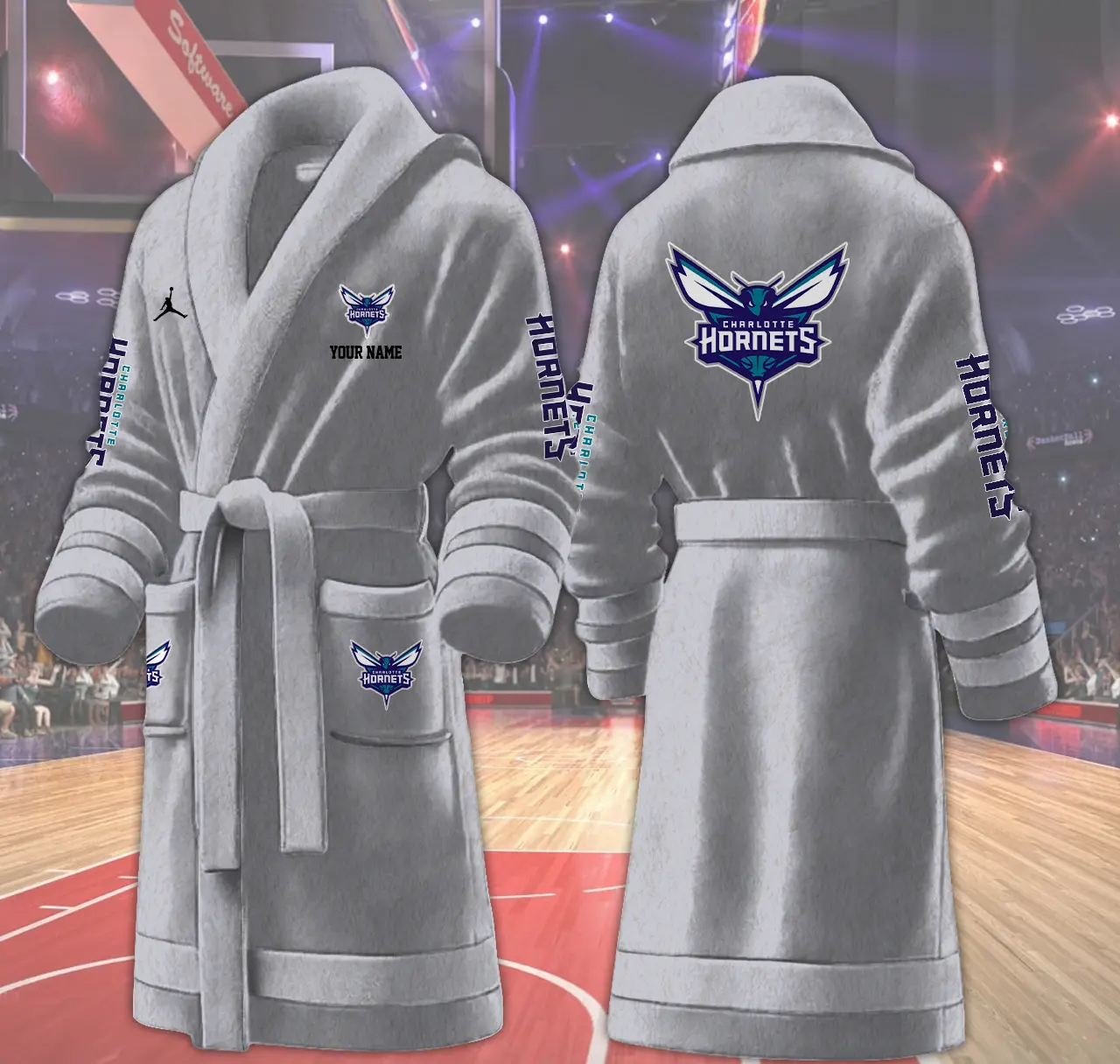 charlotte hornets nba personalized fleece bathrobe kchld