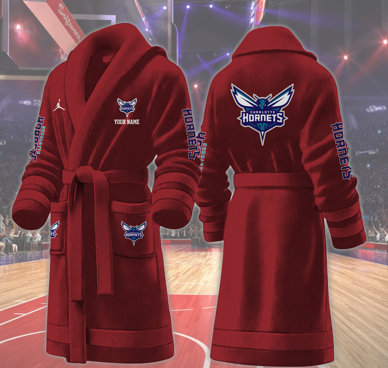 charlotte hornets nba personalized fleece bathrobe w9i1i