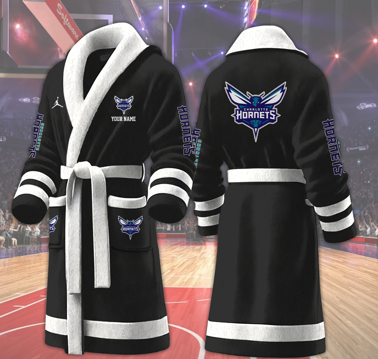 charlotte hornets nba personalized fleece bathrobe zde8m