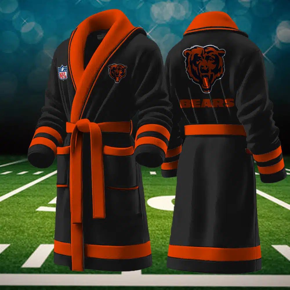 chicago bears nfl personalized fleece bathrobe 53bhy
