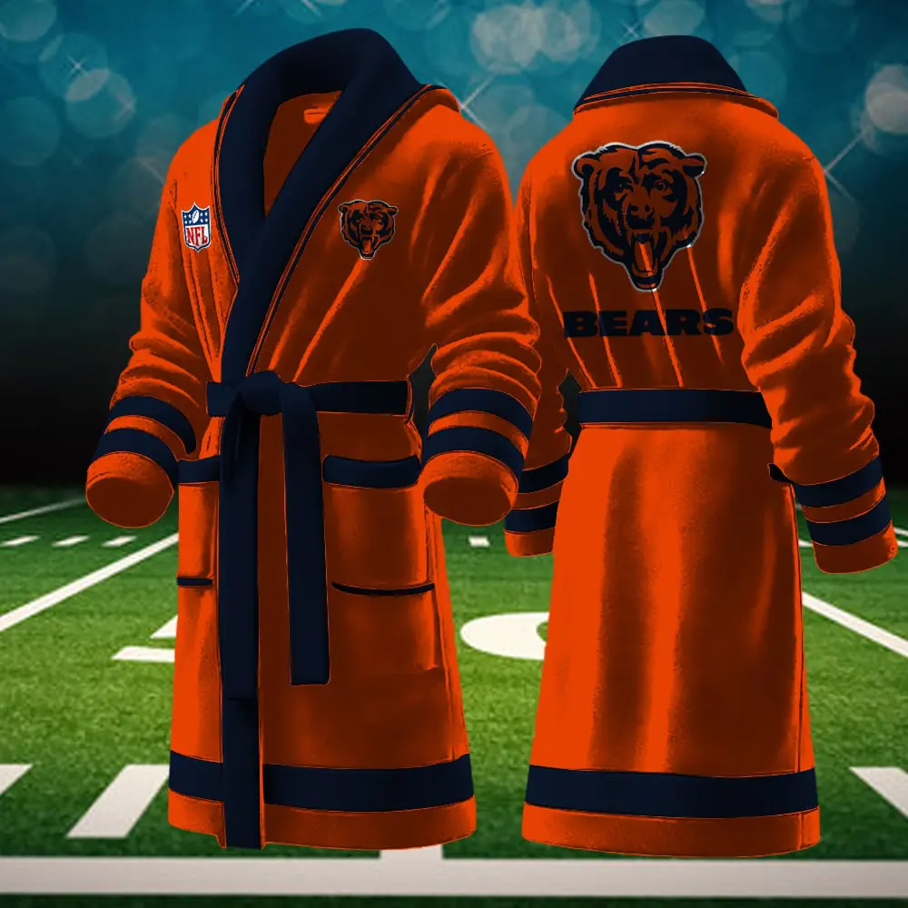 chicago bears nfl personalized fleece bathrobe aiqva