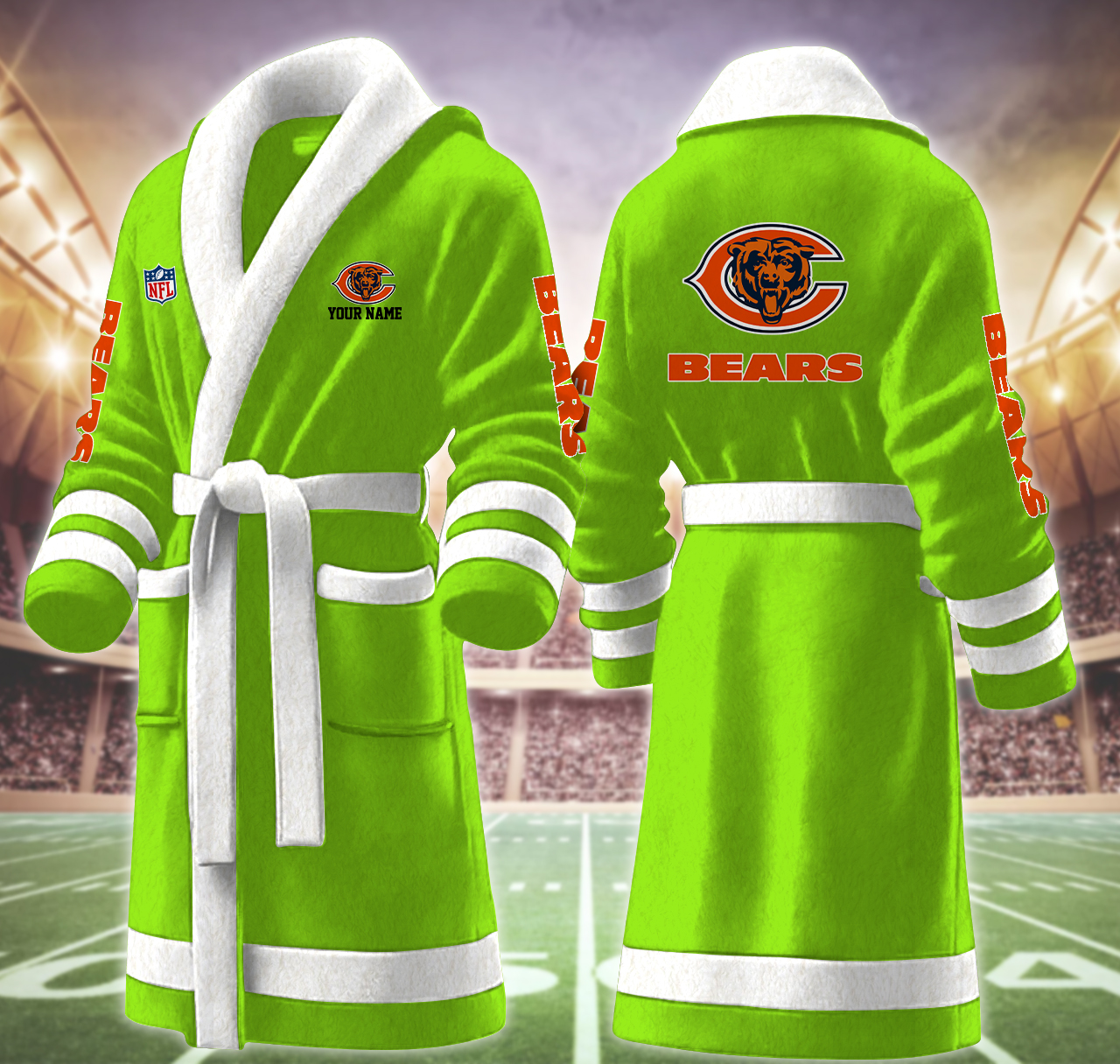 chicago bears nfl personalized fleece bathrobe s8asp