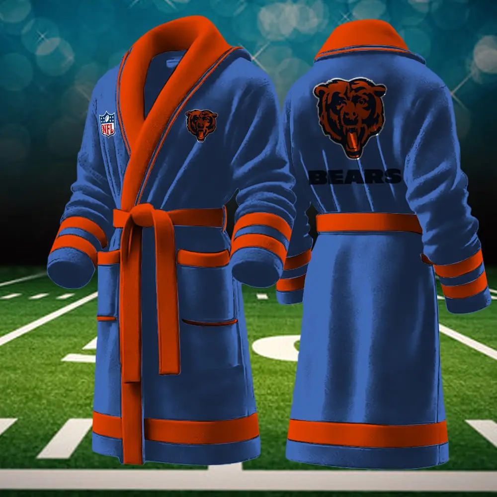 chicago bears nfl personalized fleece bathrobe tjusk