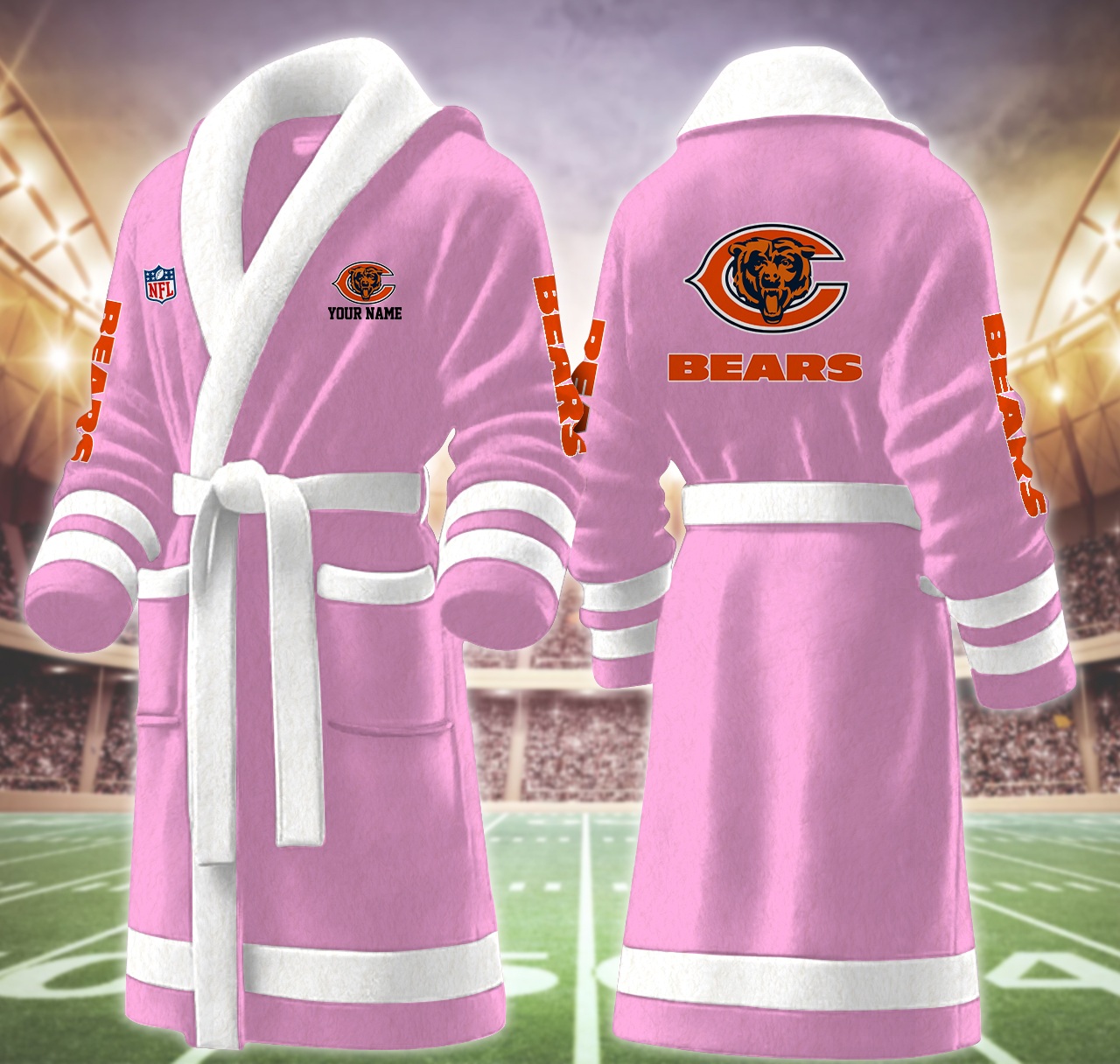 chicago bears nfl personalized fleece bathrobe vawiz