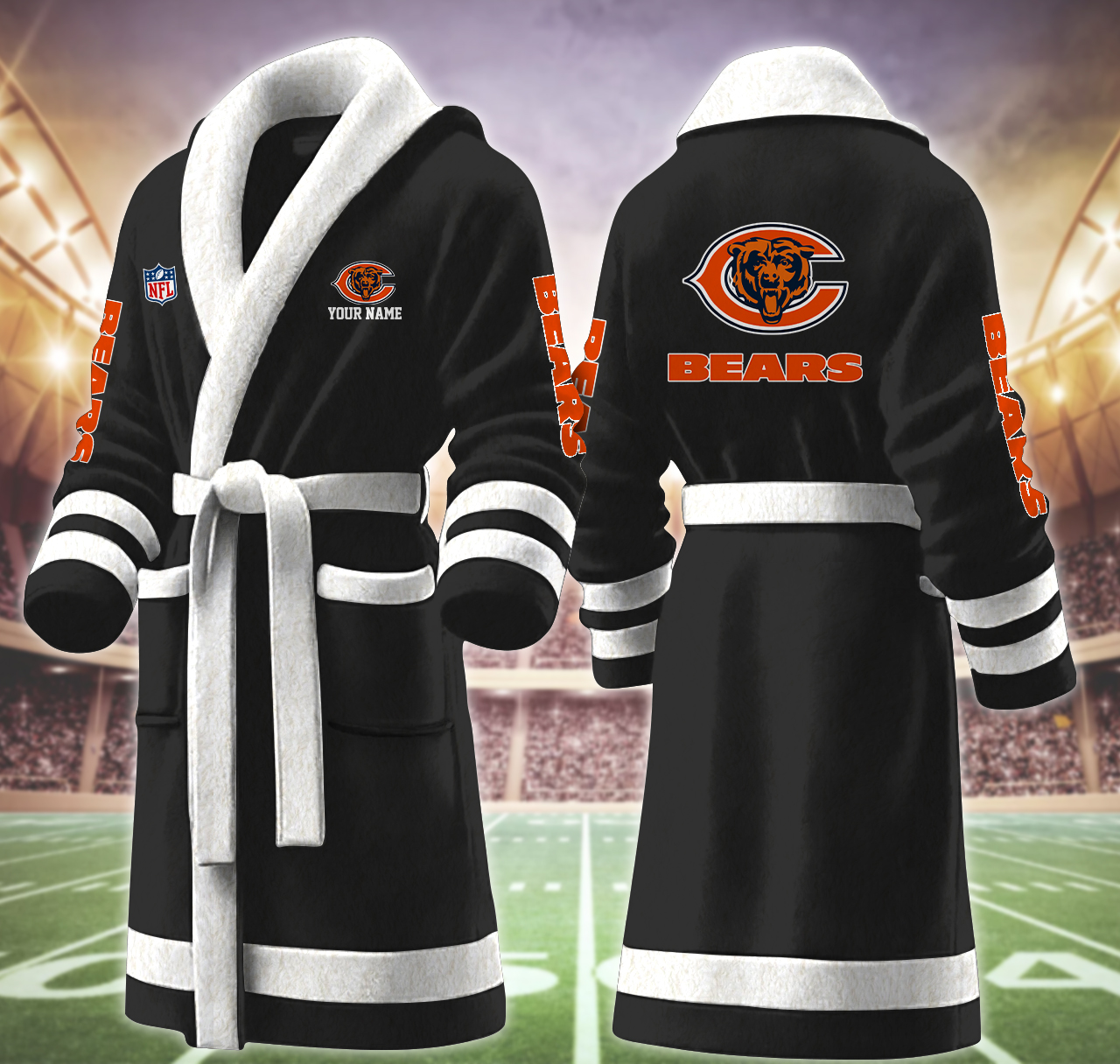 chicago bears nfl personalized fleece bathrobe wvw65