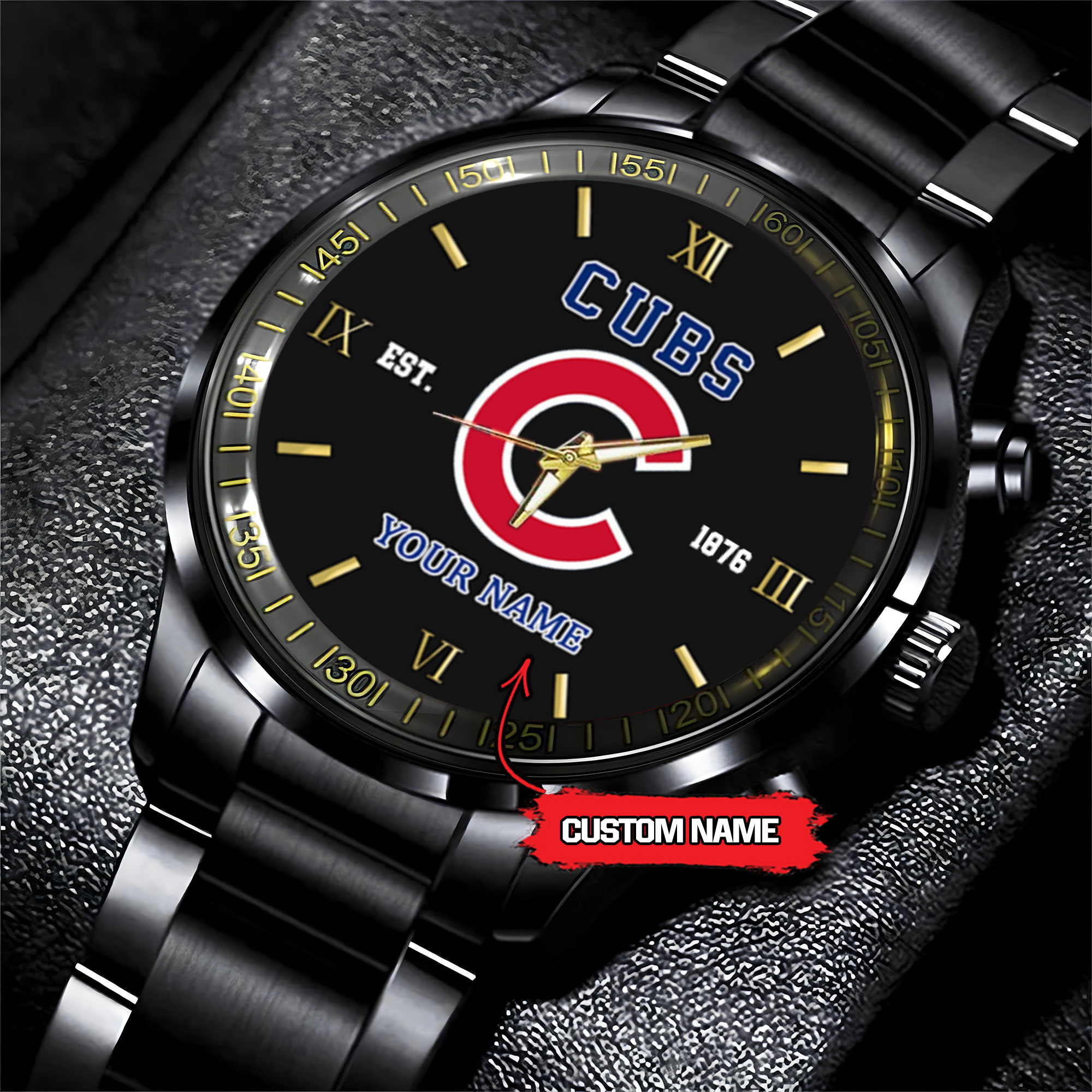 chicago cubs mlb black fashion watch custom your name 0fxpu