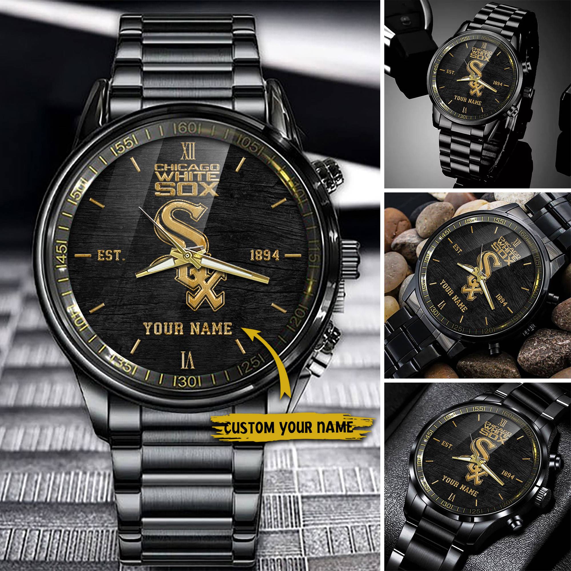 chicago white sox mlb black fashion watch custom your name p7obu