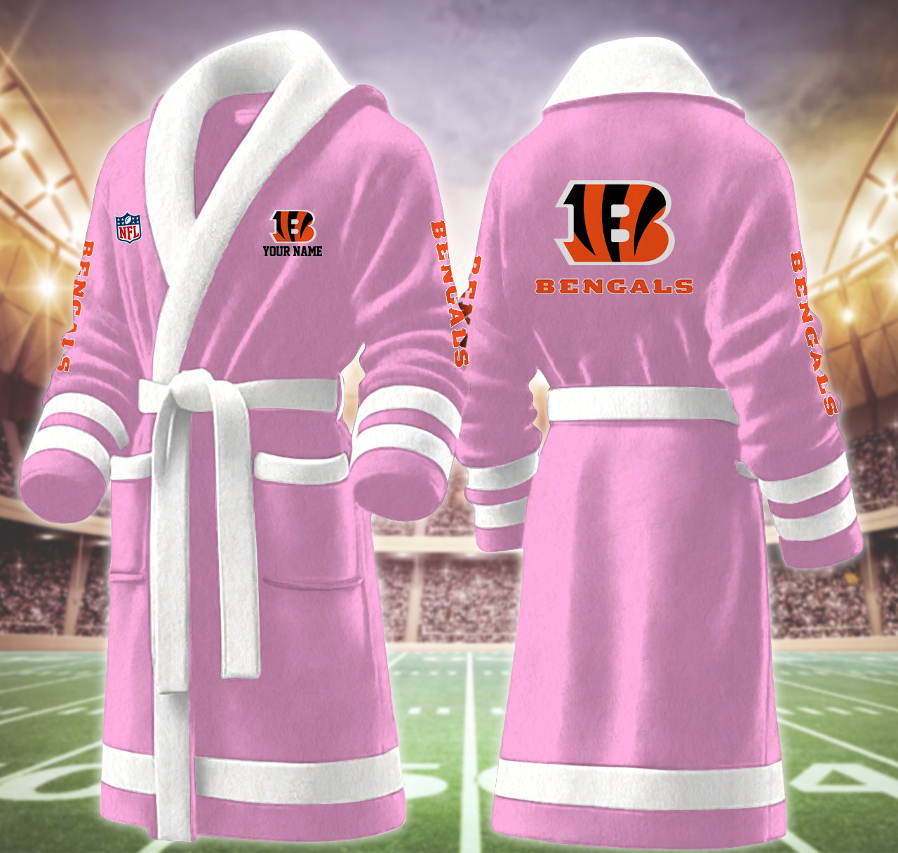 cincinnati bengals nfl personalized fleece bathrobe 0uk6c