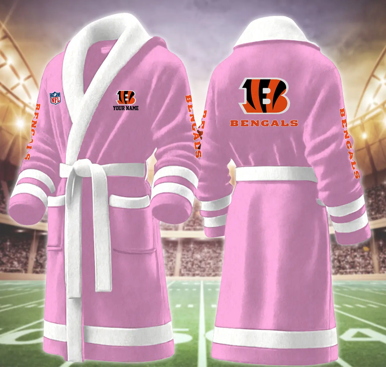 cincinnati bengals nfl personalized fleece bathrobe 0uk6c