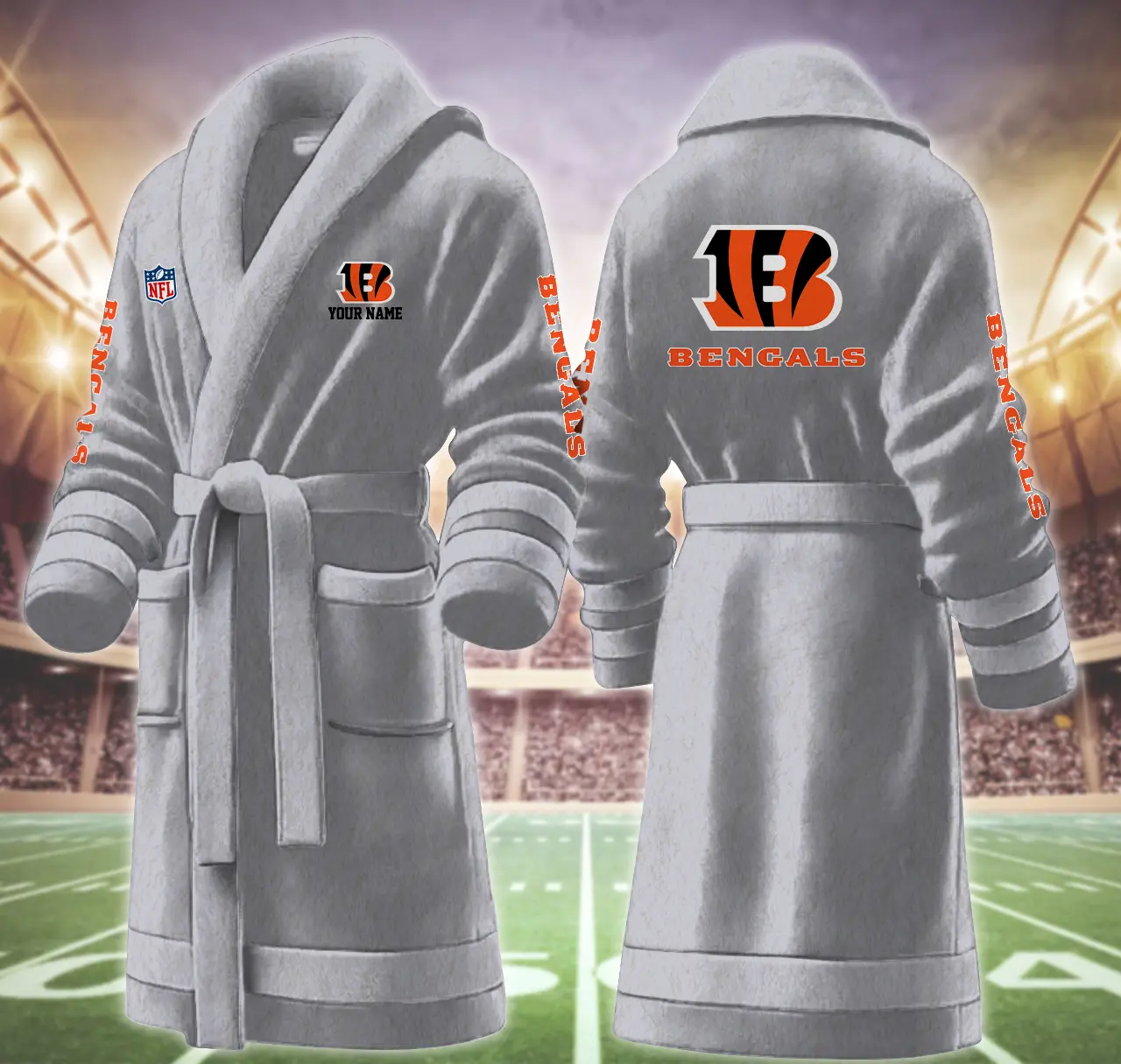 cincinnati bengals nfl personalized fleece bathrobe cwmas
