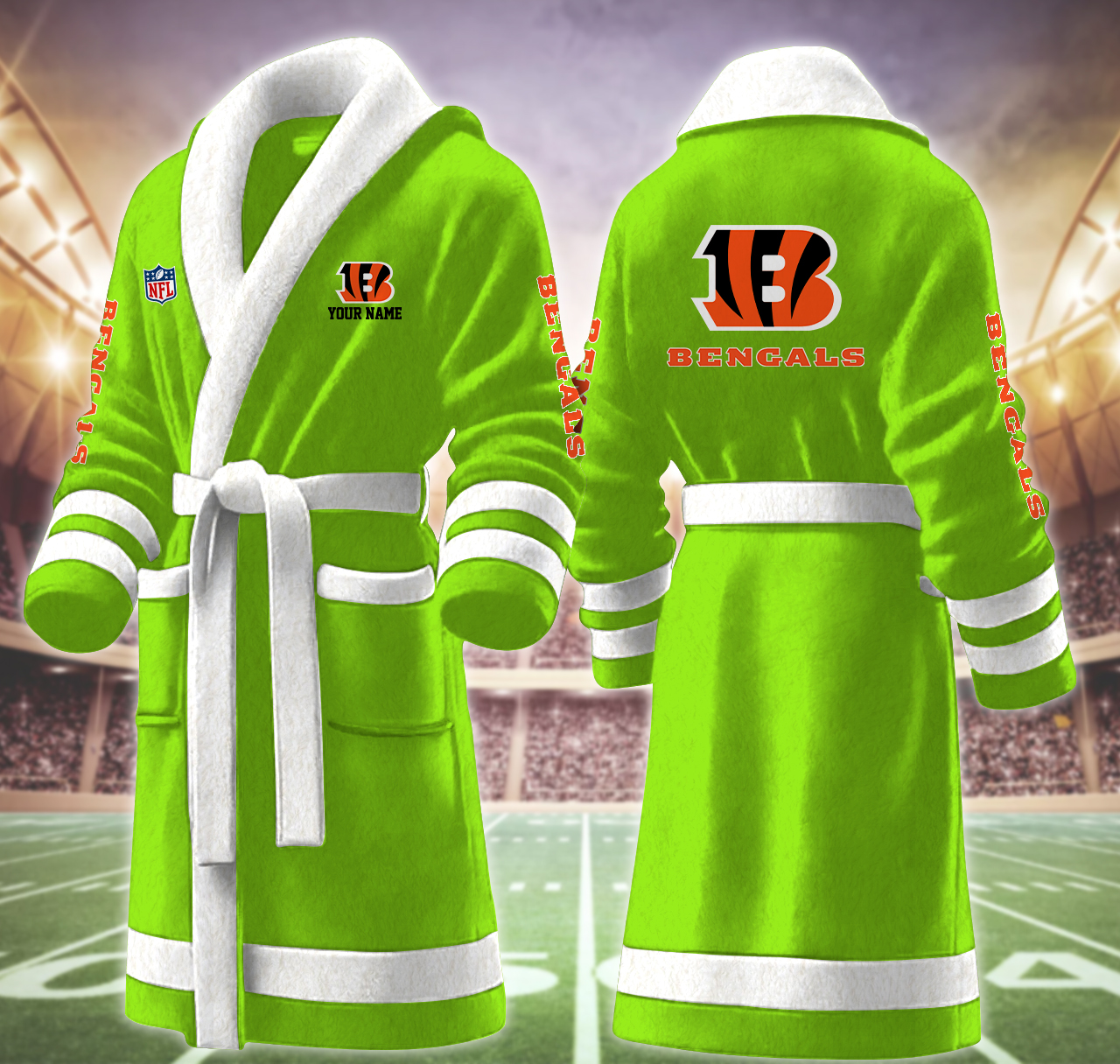 cincinnati bengals nfl personalized fleece bathrobe l6d64