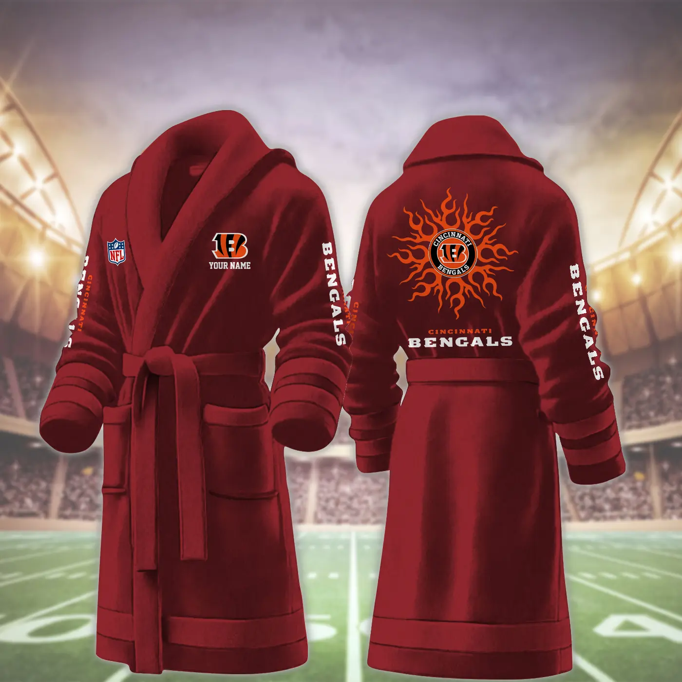 cincinnati bengals nfl personalized fleece bathrobe rvptz