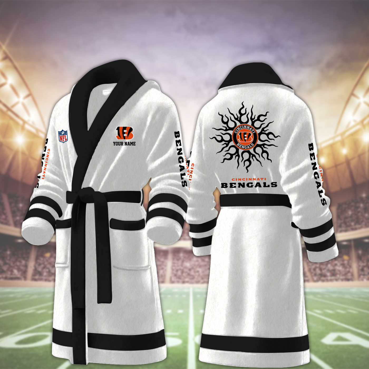 cincinnati bengals nfl personalized fleece bathrobe v0vil