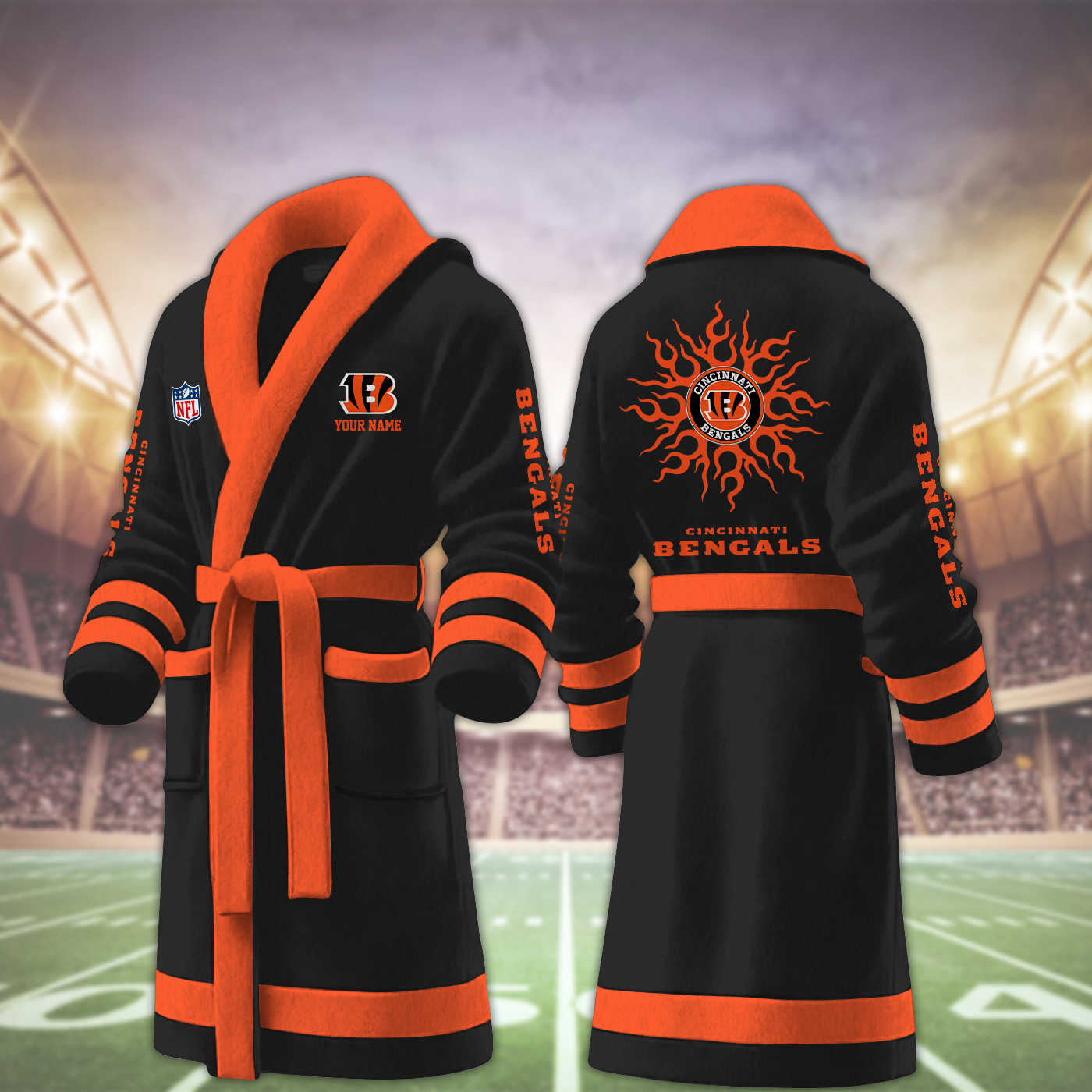 cincinnati bengals nfl personalized fleece bathrobe vqboj