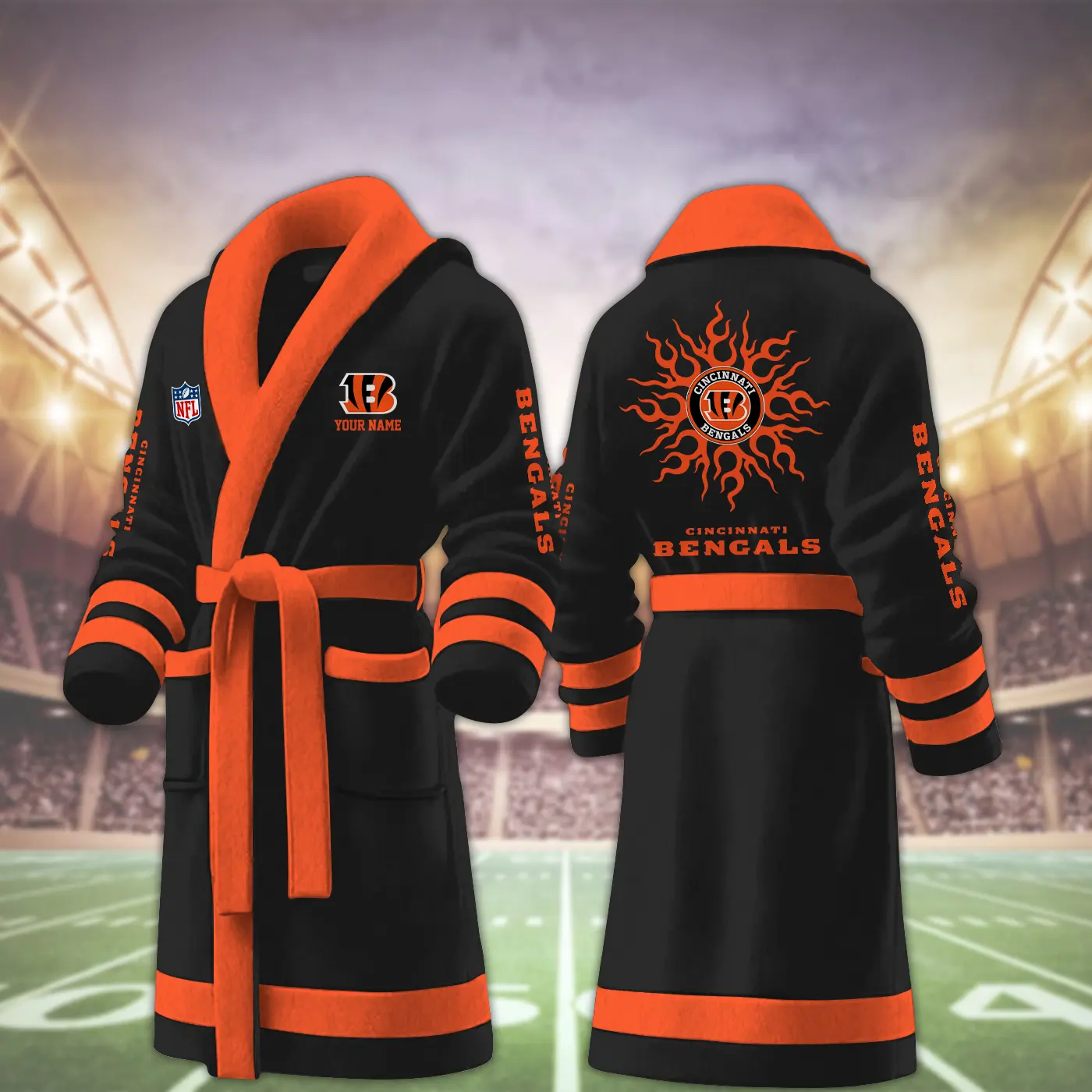 cincinnati bengals nfl personalized fleece bathrobe vqboj