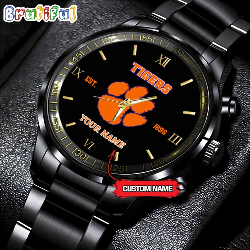 clemson tigers ncaa personalized black fashion watch football watch for fans 7fm5y