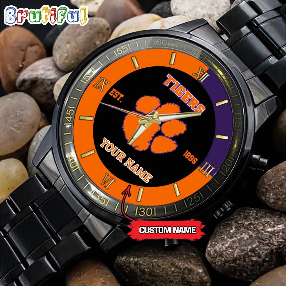 clemson tigers ncaa personalized black hand watch for fans bu7ax