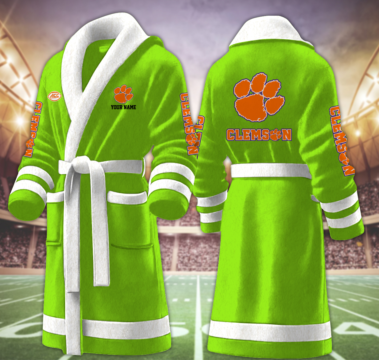 clemson tigers ncaa personalized fleece bathrobe defid