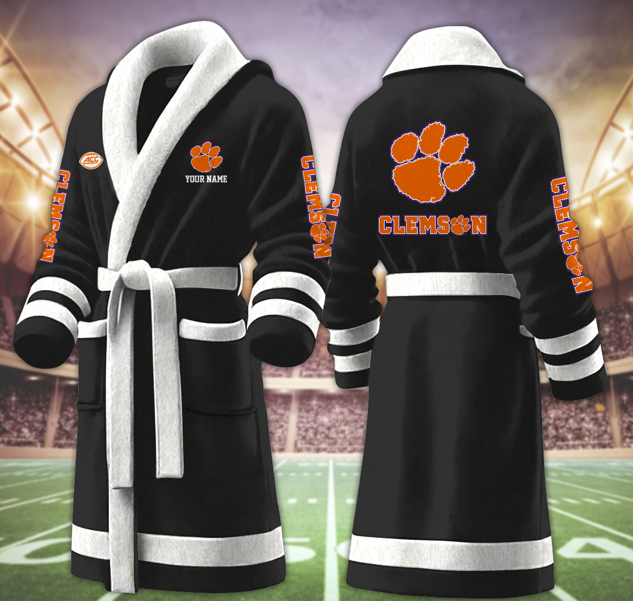 clemson tigers ncaa personalized fleece bathrobe zqskk