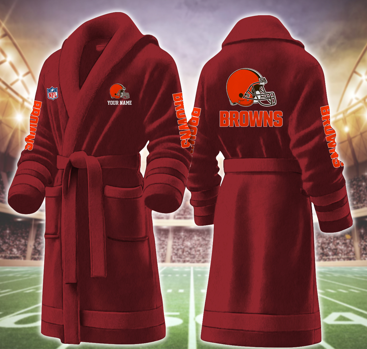 cleveland brown nfl personalized fleece bathrobe ah7iz