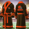 cleveland brown nfl personalized fleece bathrobe mjs7m