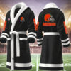 cleveland brown nfl personalized fleece bathrobe w958m