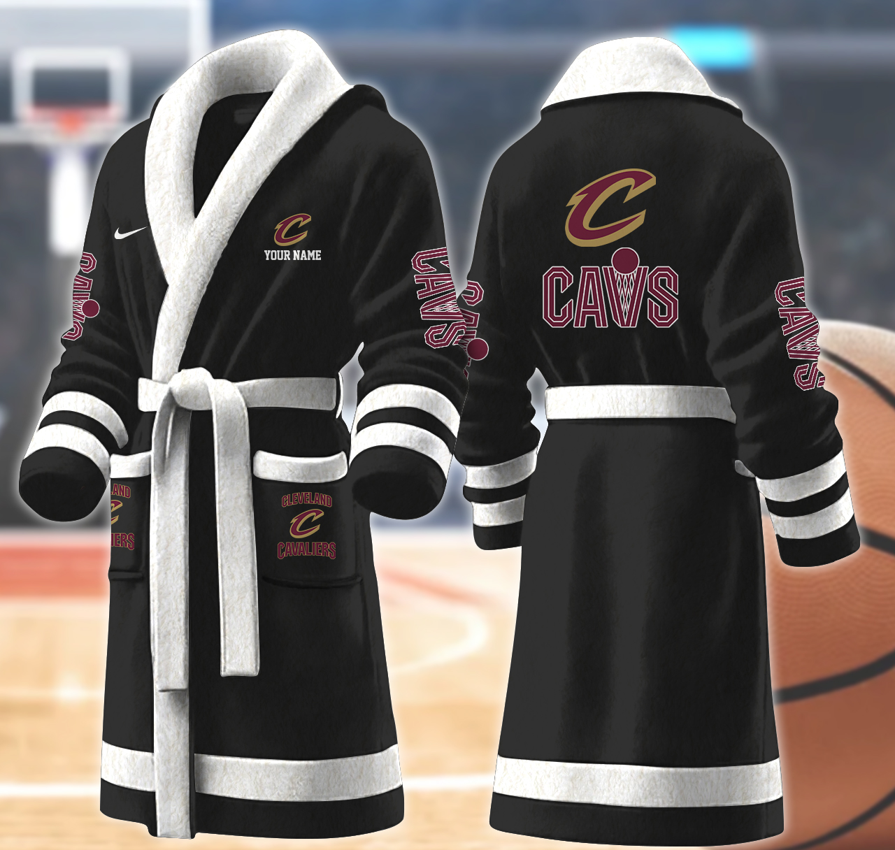 cleveland cavaliers nba personalized fleece bathrobe 2wvnc