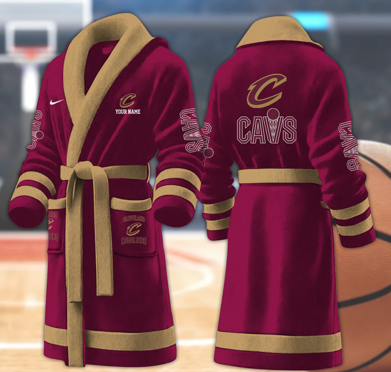 cleveland cavaliers nba personalized fleece bathrobe ipyft