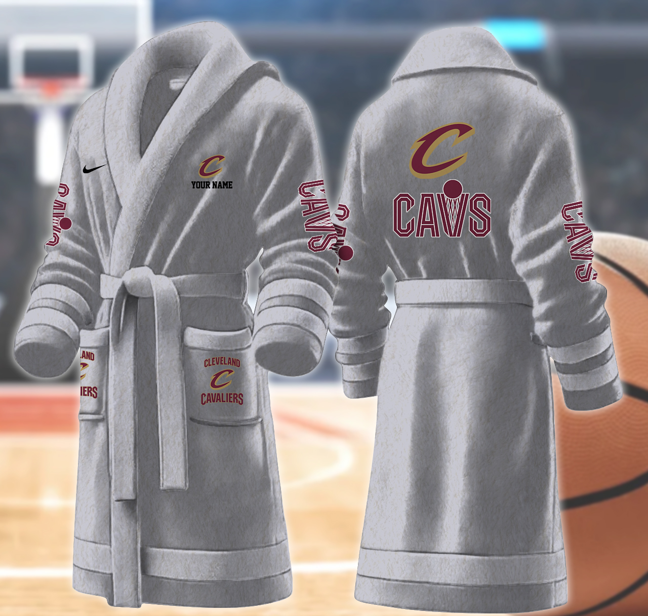 cleveland cavaliers nba personalized fleece bathrobe wb7b7