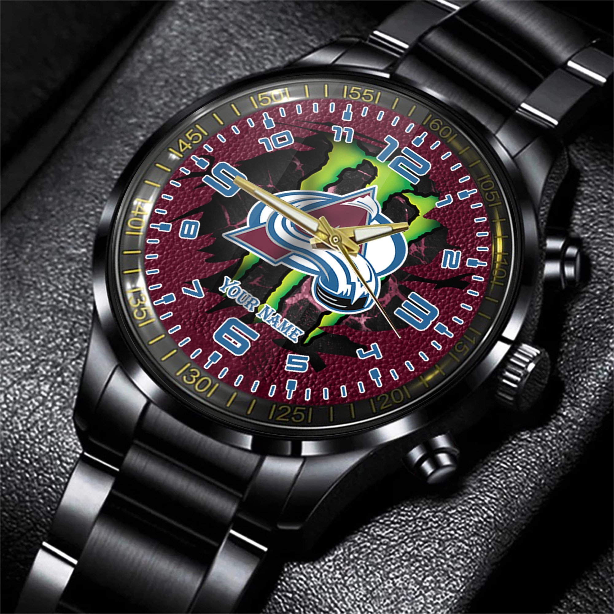colorado avalanche nhl personalized 3d black men hand watch gift for fans 7qivs